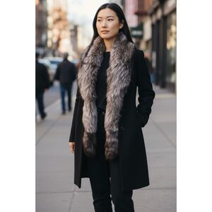 Genuine Silver Fox Fur Boa Collar Wrap Old Money Stole 86 Inches Full Length